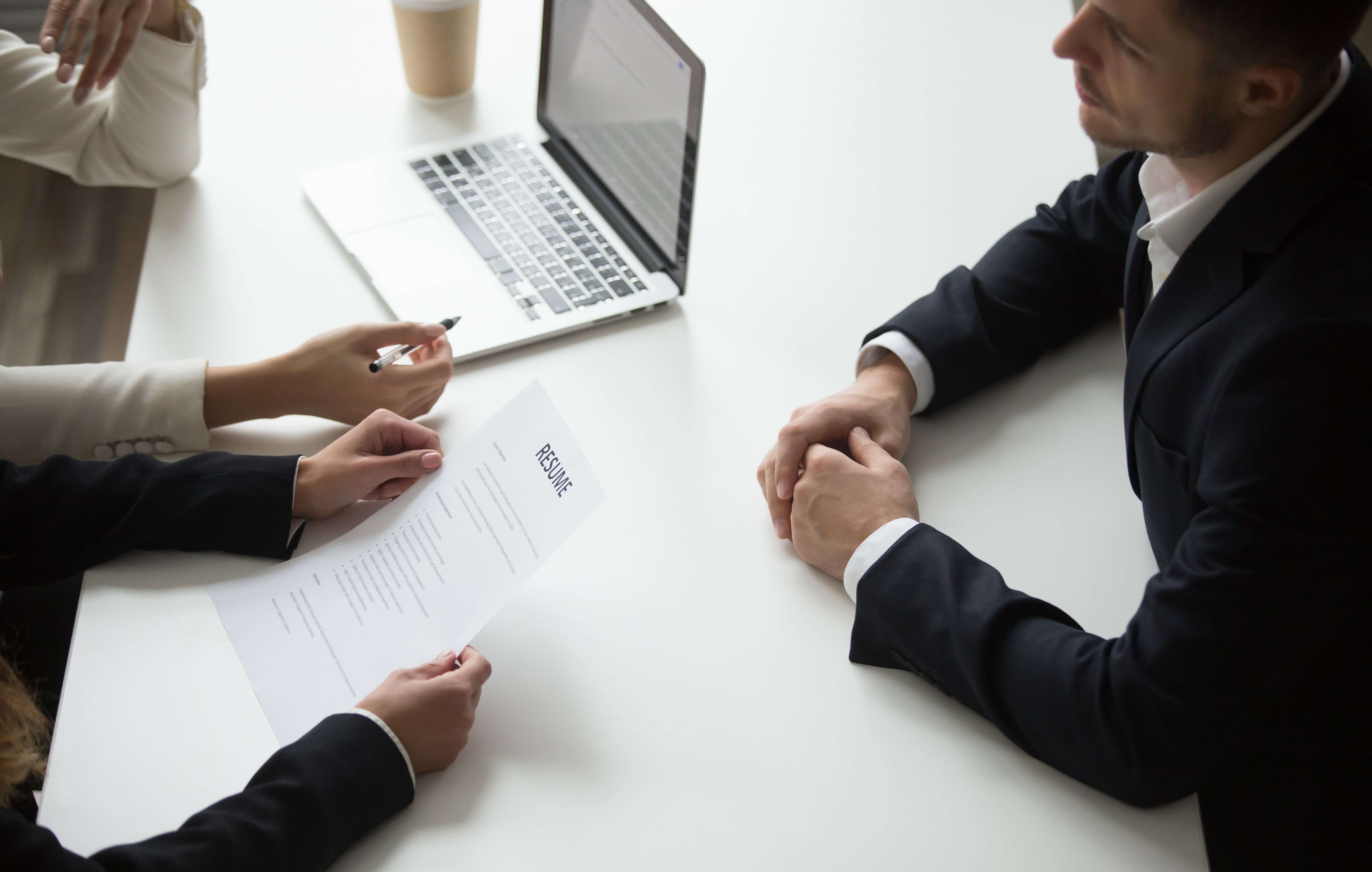 male applicant having job interview
